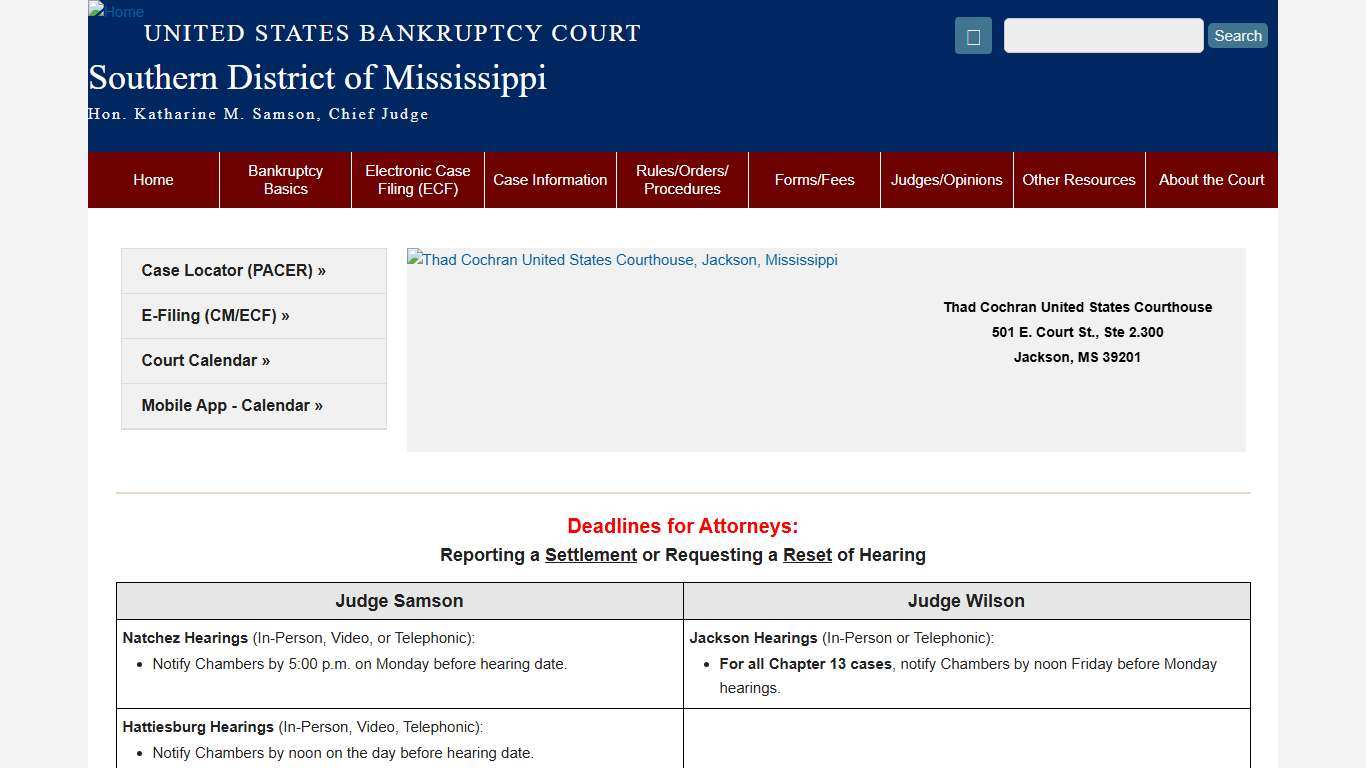 Southern District of Mississippi United States Bankruptcy Court